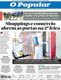Capa do jornal O Popular 19/06/2020