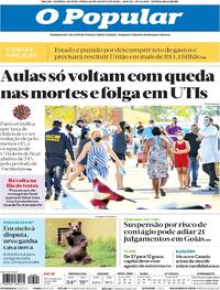 Capa do jornal O Popular 20/08/2020