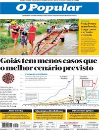 Capa do jornal O Popular 21/04/2020