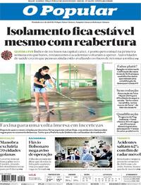 Capa do jornal O Popular 21/07/2020