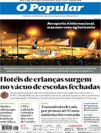 Capa do jornal O Popular 21/08/2020