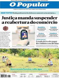 Capa do jornal O Popular 22/06/2020