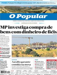 Capa do jornal O Popular 22/08/2020