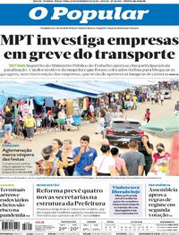 Capa do jornal O Popular 22/12/2020