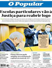 Capa do jornal O Popular 23/09/2020