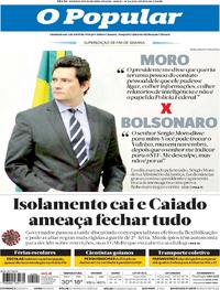 Capa do jornal O Popular 25/04/2020