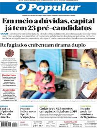 Capa do jornal O Popular 25/05/2020