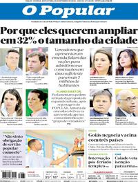 Capa do jornal O Popular 25/09/2020