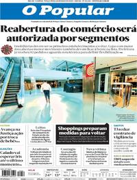 Capa do jornal O Popular 26/05/2020