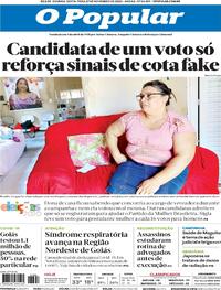 Capa do jornal O Popular 27/11/2020