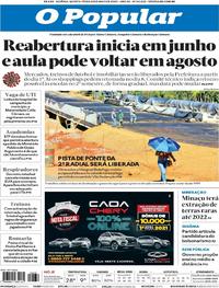 Capa do jornal O Popular 28/05/2020