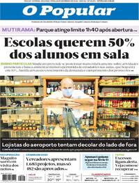 Capa do jornal O Popular 28/12/2020