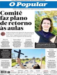 Capa do jornal O Popular 29/05/2020
