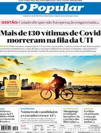 Capa do jornal O Popular 29/09/2020