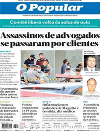 Capa do jornal O Popular 29/10/2020
