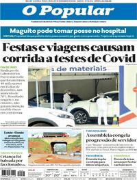 Capa do jornal O Popular 29/12/2020