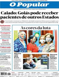 Capa do jornal O Popular 30/04/2020