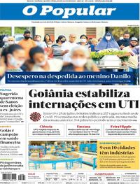 Capa do jornal O Popular 30/07/2020