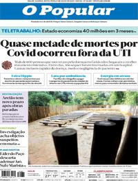 Capa do jornal O Popular 31/07/2020