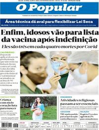 Capa do jornal O Popular 04/02/2021