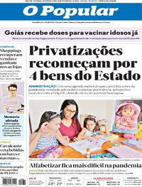 Capa do jornal O Popular 08/02/2021