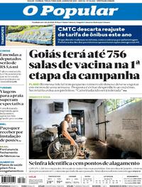 Capa do jornal O Popular 12/01/2021
