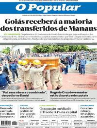 Capa do jornal O Popular 15/01/2021