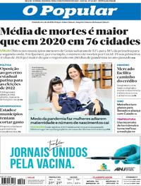 Capa do jornal O Popular 15/02/2021