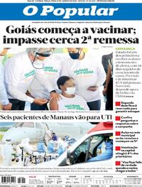 Capa do jornal O Popular 19/01/2021