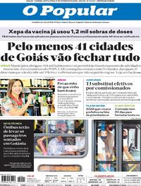 Capa do jornal O Popular 19/02/2021