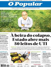 Capa do jornal O Popular 22/02/2021