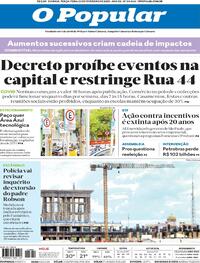 Capa do jornal O Popular 23/02/2021