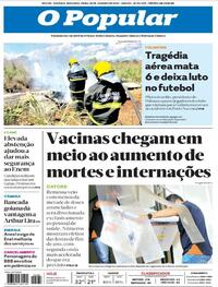 Capa do jornal O Popular 25/01/2021