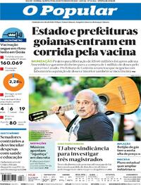 Capa do jornal O Popular 25/02/2021