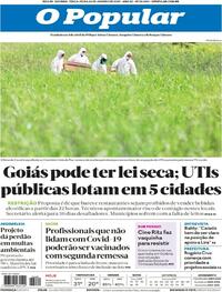Capa do jornal O Popular 26/01/2021