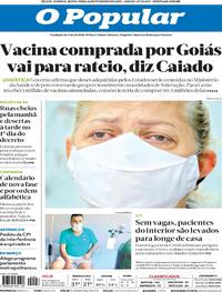 Capa do jornal O Popular 26/02/2021