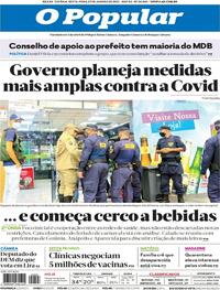Capa do jornal O Popular 29/01/2021