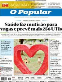 Capa do jornal O Popular 30/01/2021