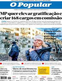 Capa do jornal O Popular 25/02/2022