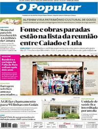Capa do jornal O Popular 06/01/2023