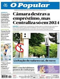 Capa do jornal O Popular 22/12/2023
