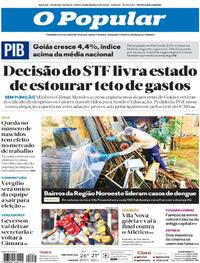 Capa do jornal O Popular 28/03/2024