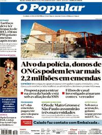 Capa do jornal O Popular 01/08/2025