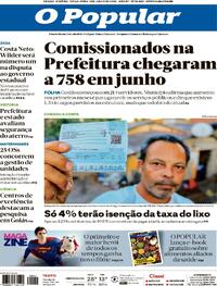 Capa do jornal O Popular 08/07/2025