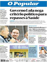 Capa do jornal O Popular 09/09/2025