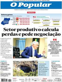 Capa do jornal O Popular 11/07/2025