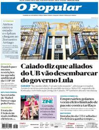 Capa do jornal O Popular 15/08/2025