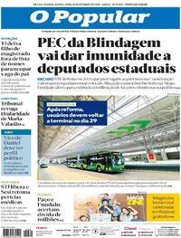Capa do jornal O Popular 18/09/2025