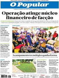 Capa do jornal O Popular 19/11/2025