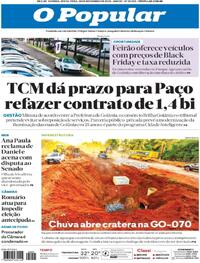 Capa do jornal O Popular 28/11/2025